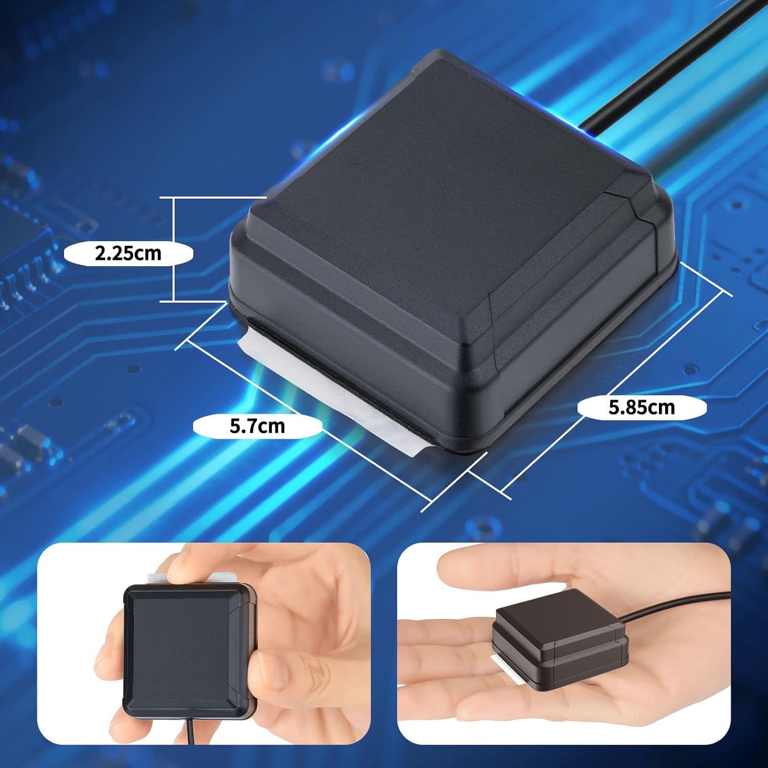 Technical diagram showing the antenna footprint and mounting specifications for engineering integration