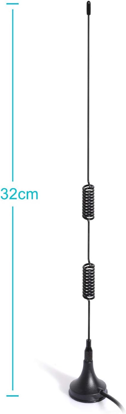 Technical diagram showing the antenna height and magnetic base diameter for clearance planning