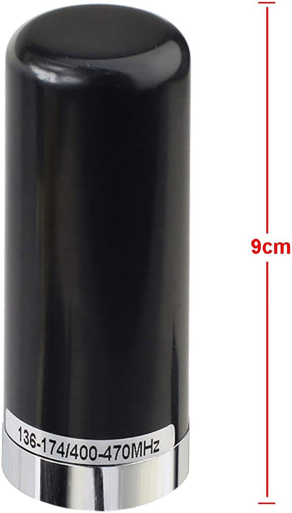 Technical diagram showing the compact height and base width of the low-profile antenna