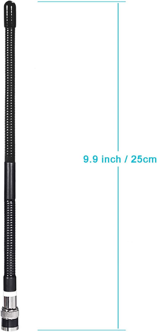Technical diagram showing the height of the antenna and the diameter of the magnetic base