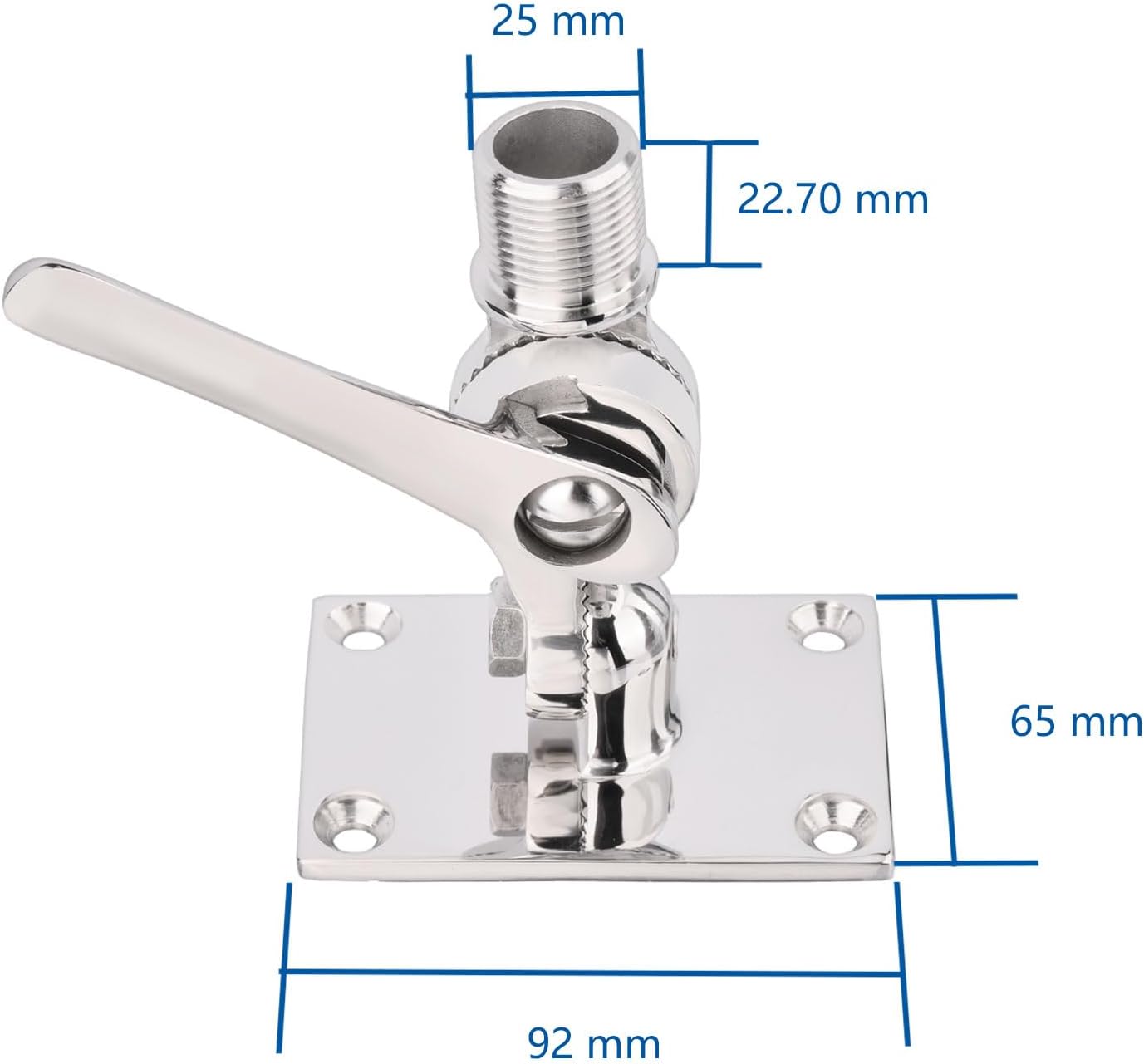 Technical dimension diagram of heavy-duty adjustable marine antenna mount