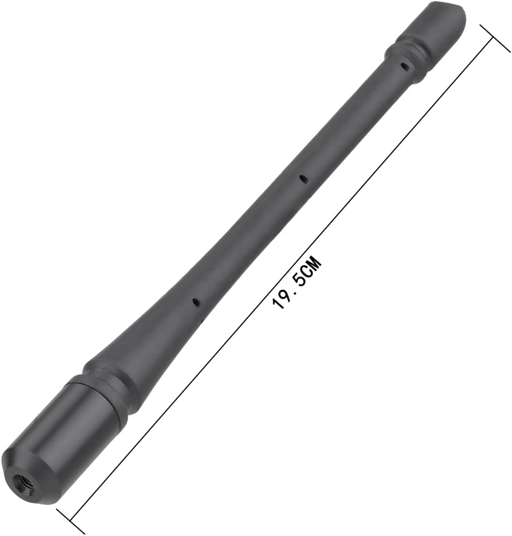 Technical dimensions chart showing the 19.5cm total length, ideal for car wash safety and clearing low garage entries