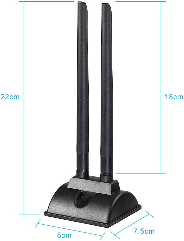 Technical dimensions of Bingfu BFN00493: 6dBi antenna height and 10ft (3M) cable length