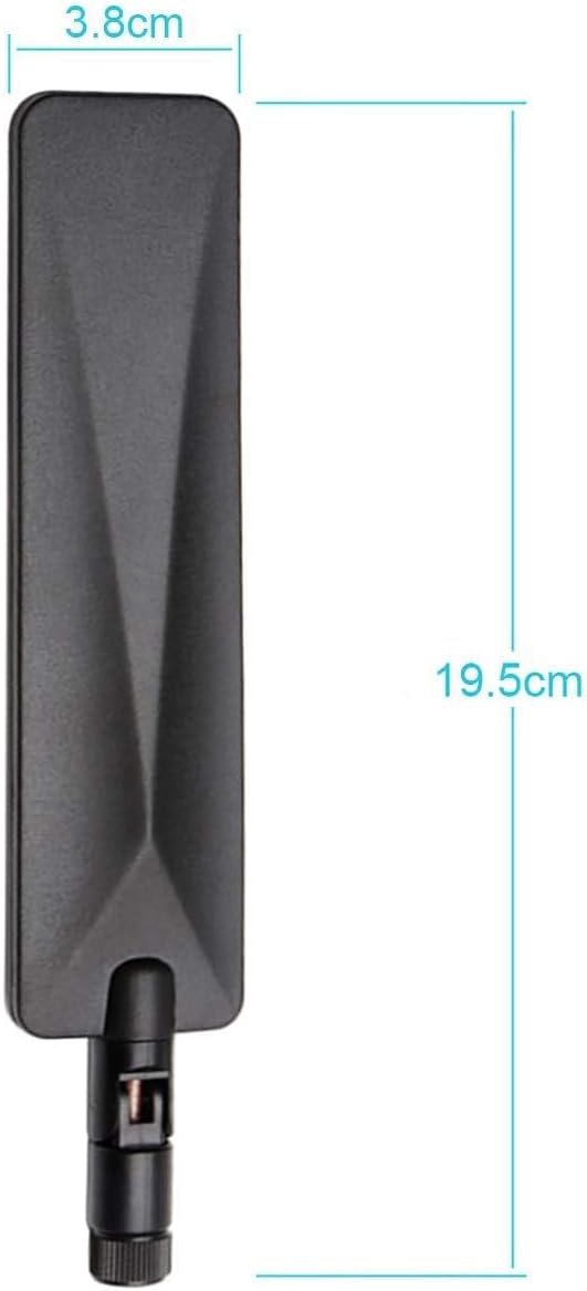 Technical dimensions of Bingfu BFN00966 9dBi antenna showing height in extended and folded positions