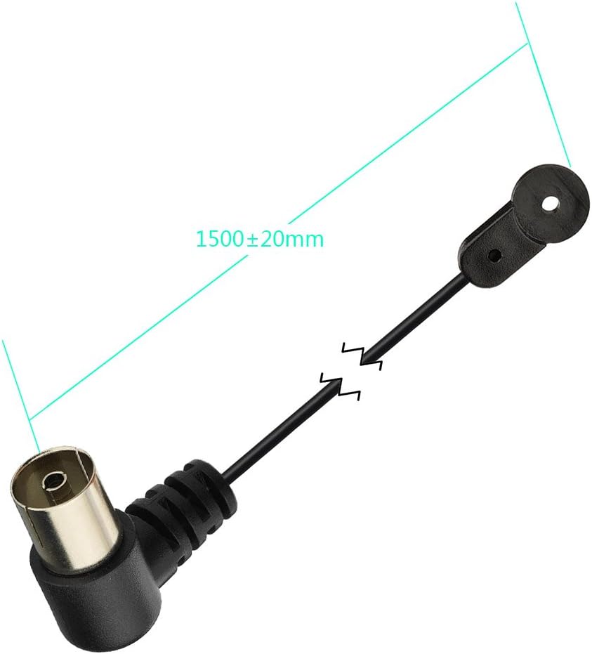 Technical drawing showing the 1.5m (4.92ft) lead cable length and the 1.6m (5.25ft) total dipole arm span for optimal FM frequency coverage