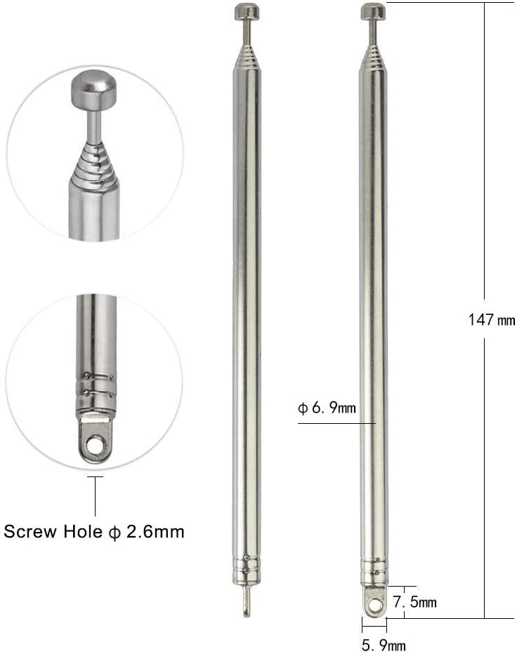 Technical specs chart showing the 15cm retracted length and the full 74cm extended length for maximum signal capture