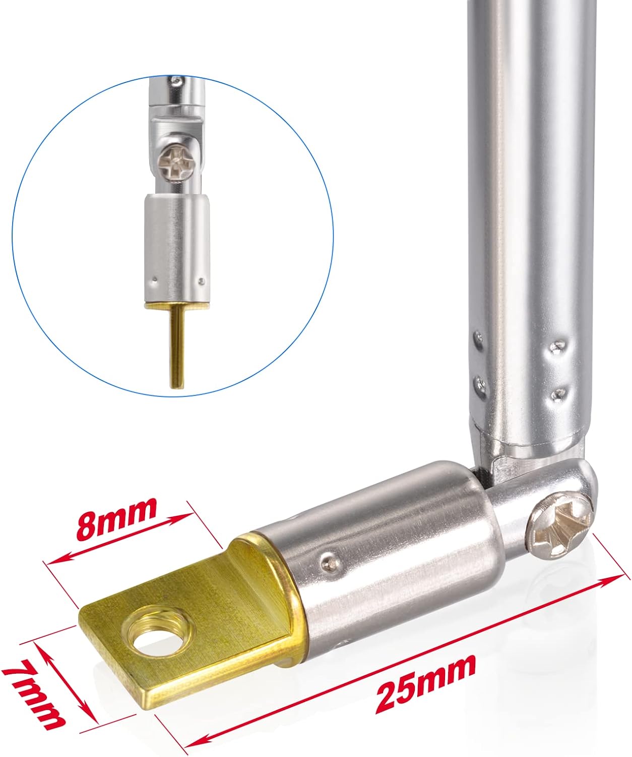 Technical specs showing the retracted length of 16.5cm and the fully extended length of 76cm for maximum signal gain