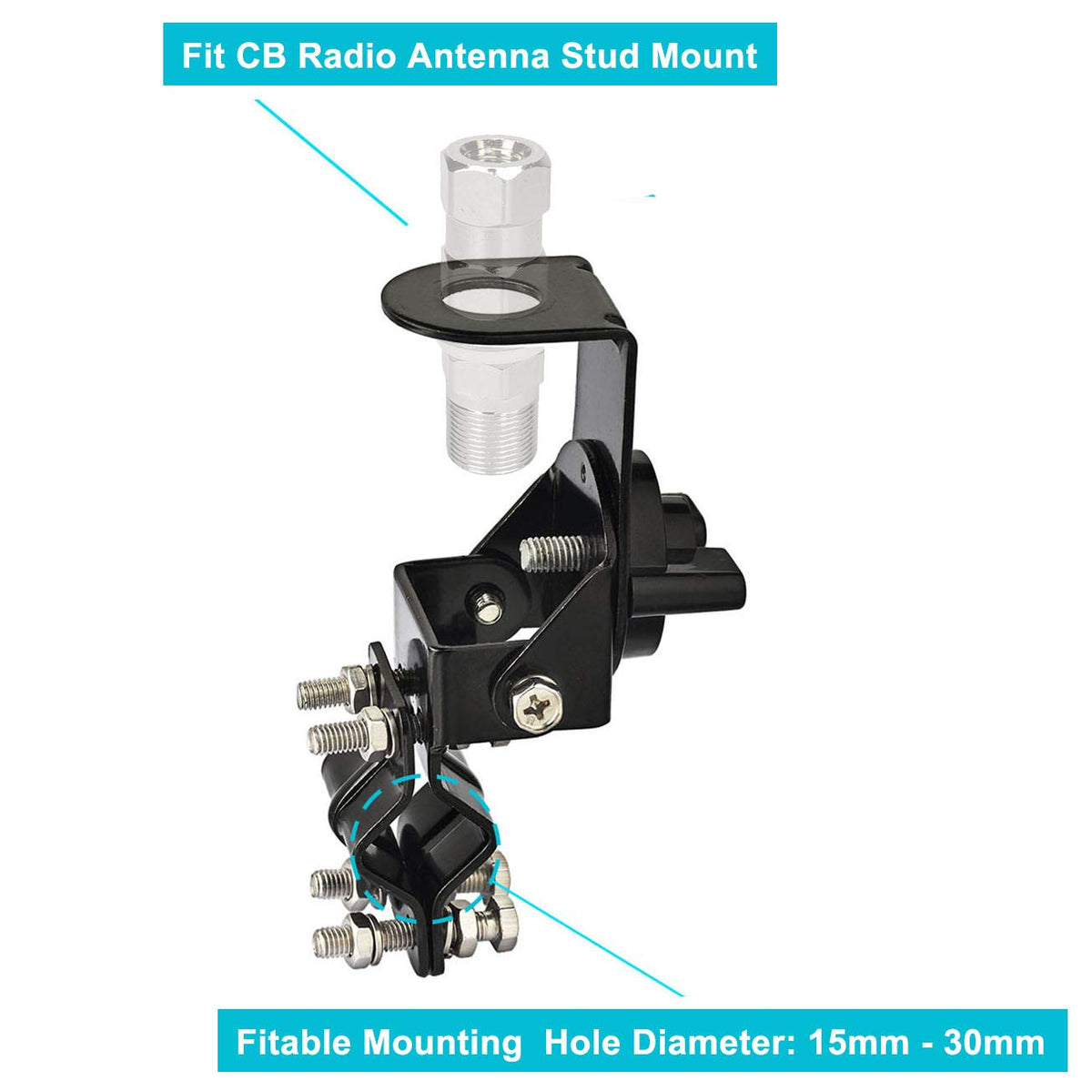 Support D'Antenne Émetteur CB Ajustable 360° Pour Couvercle De Coffre - Montage Voiture Sans Percer
