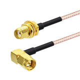 Bingfu SMA Female Bulkhead Mount to SMA Male Right Angle RG316 Antenna Extension Cable 12 inch 30cm 2-Pack Compatible with 4G LTE Router Cellular RTL SDR Receiver
