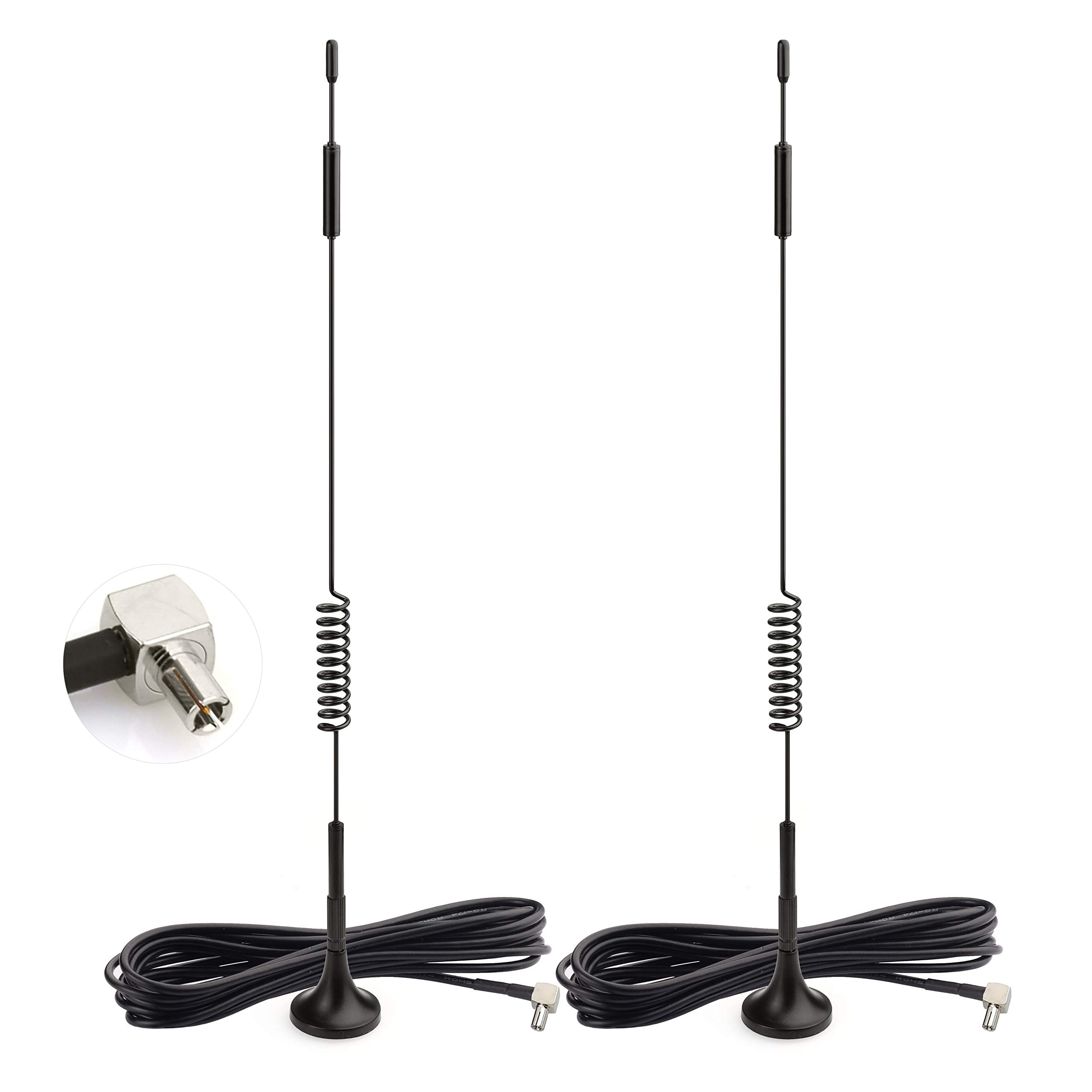 Bingfu 2-pack 4G LTE magnetic antennas with TS9 male connectors and 3-meter extension cables for MIMO signal boosting