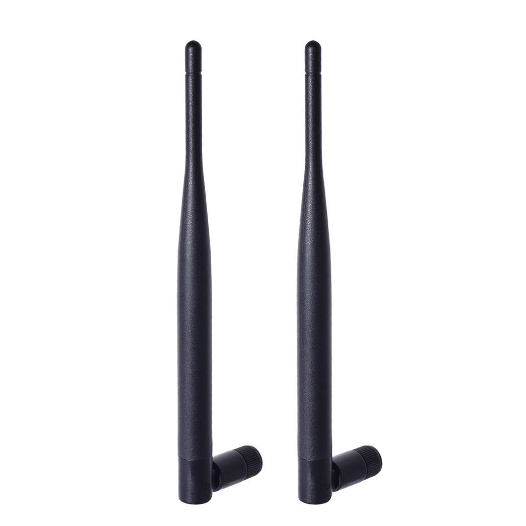 Bingfu 2-pack 6dBi dual-band WiFi antennas with RP-SMA male connectors, professional matte black finish