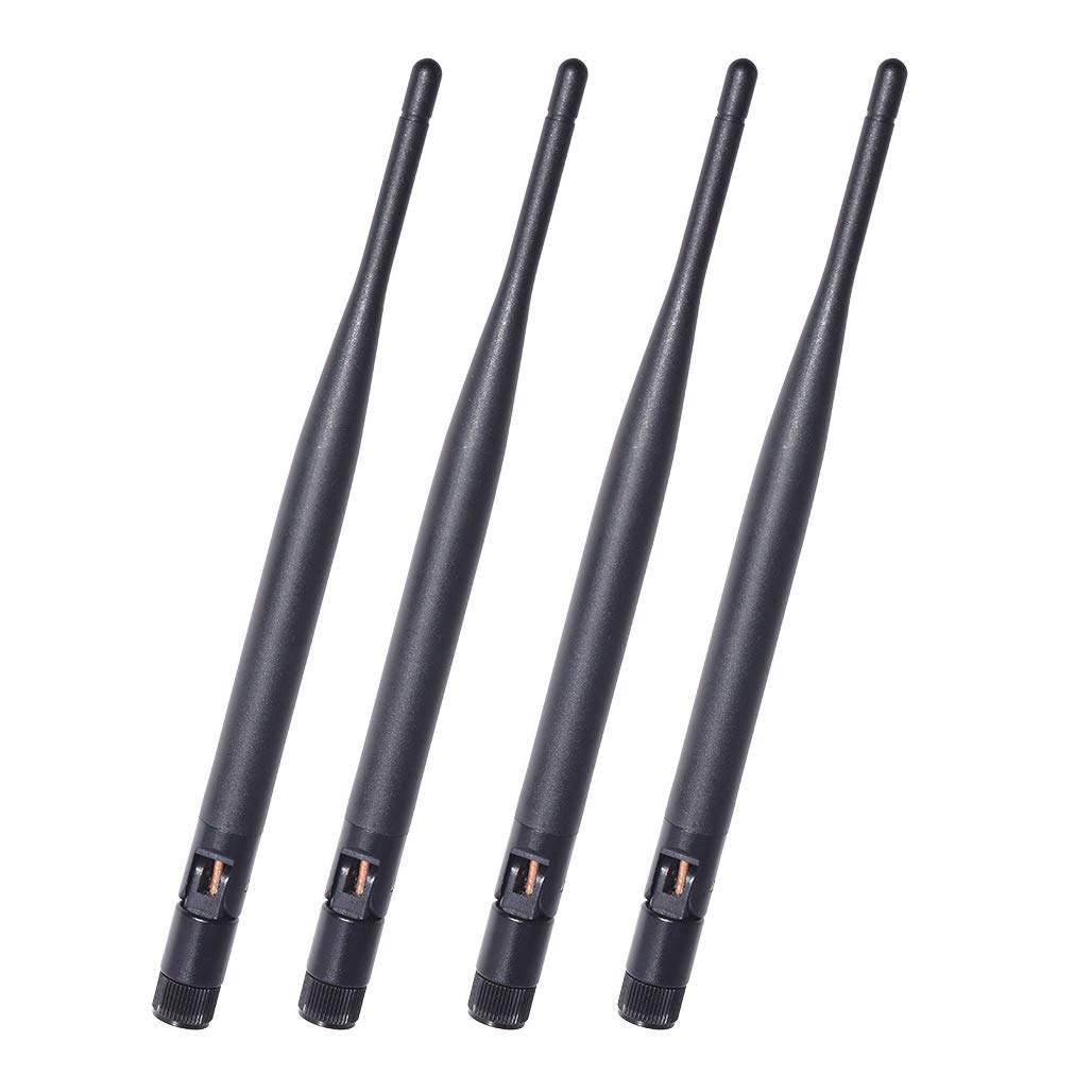 Bingfu 4-pack 6dBi dual-band WiFi antennas with RP-SMA male connectors, bulk set for 4-antenna routers and PC builds
