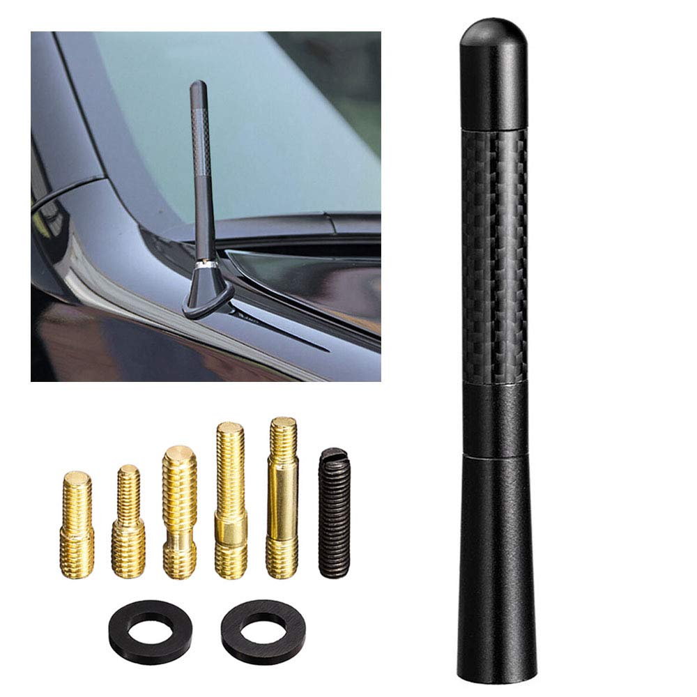 Bingfu 4.7 inch Black Carbon Fiber Short Antenna Replacement for Trucks and Cars