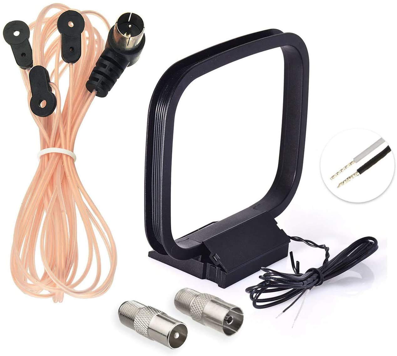 Bingfu AM/FM Antenna Kit - 75 Ohm FM Dipole & AM Loop Antenna for Pioneer, Onkyo, Yamaha, Marantz & Home Stereo Receiver