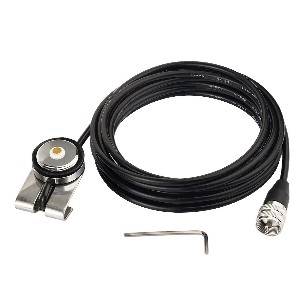 Bingfu NMO mobile radio antenna kit with dual-band whip, stainless steel lip mount bracket, and 5m RG58 cable with PL259 connector