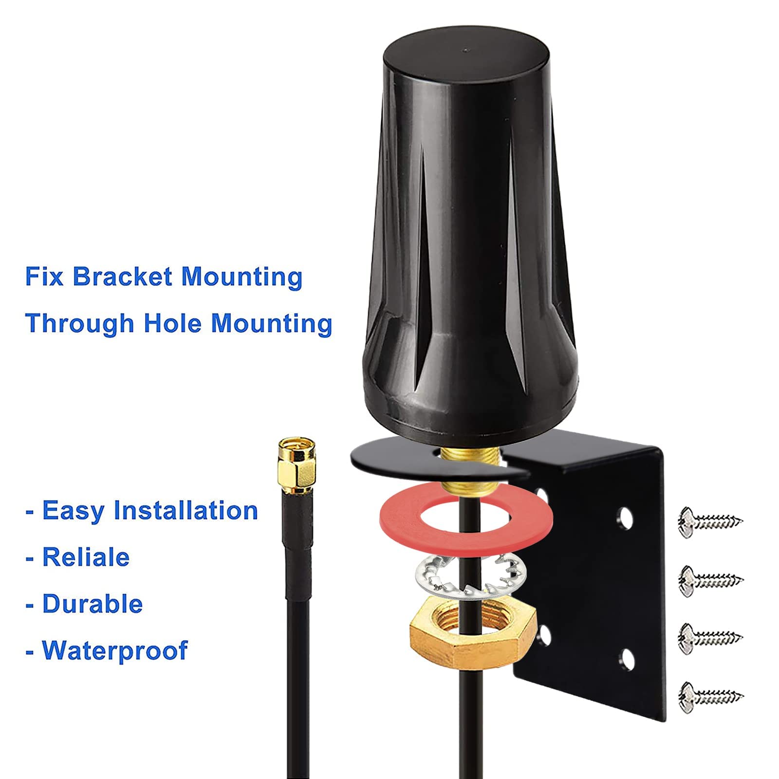 Bingfu Outdoor Waterproof 4G LTE Antenna with Wall-Mount Bracket and SMA Male Connector 1