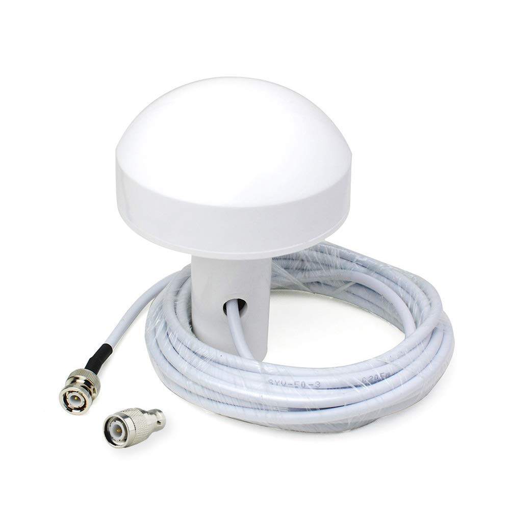 Bingfu marine GPS antenna with BNC male connector and 5m heavy-duty cable, featuring a white waterproof housing for boat and ship navigation
