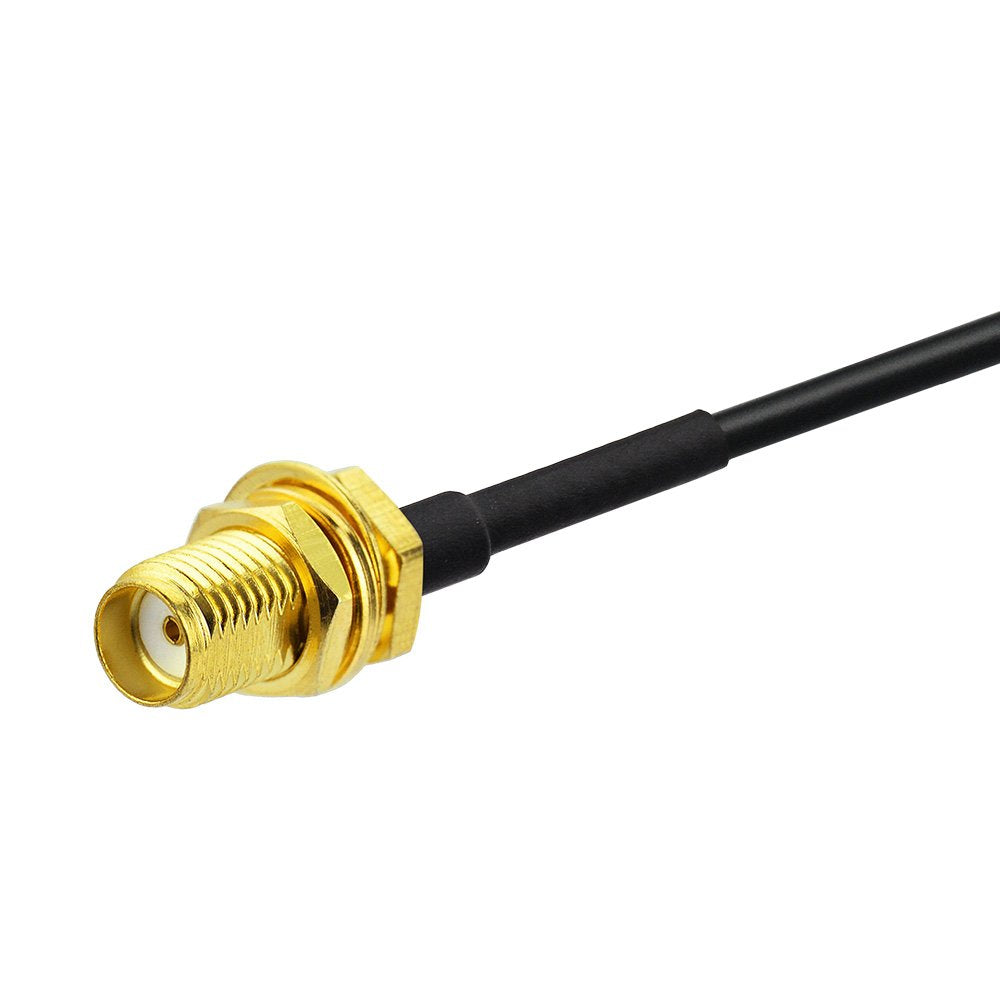 Close-up of TS9 male plug and SMA female jack connectors for easy visual identification