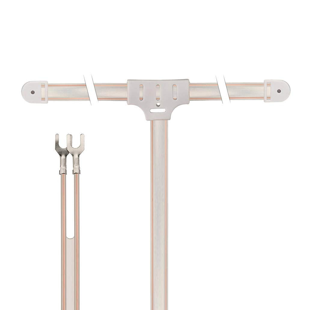 Close-up of the T-shaped dipole antenna wires and high-quality insulation