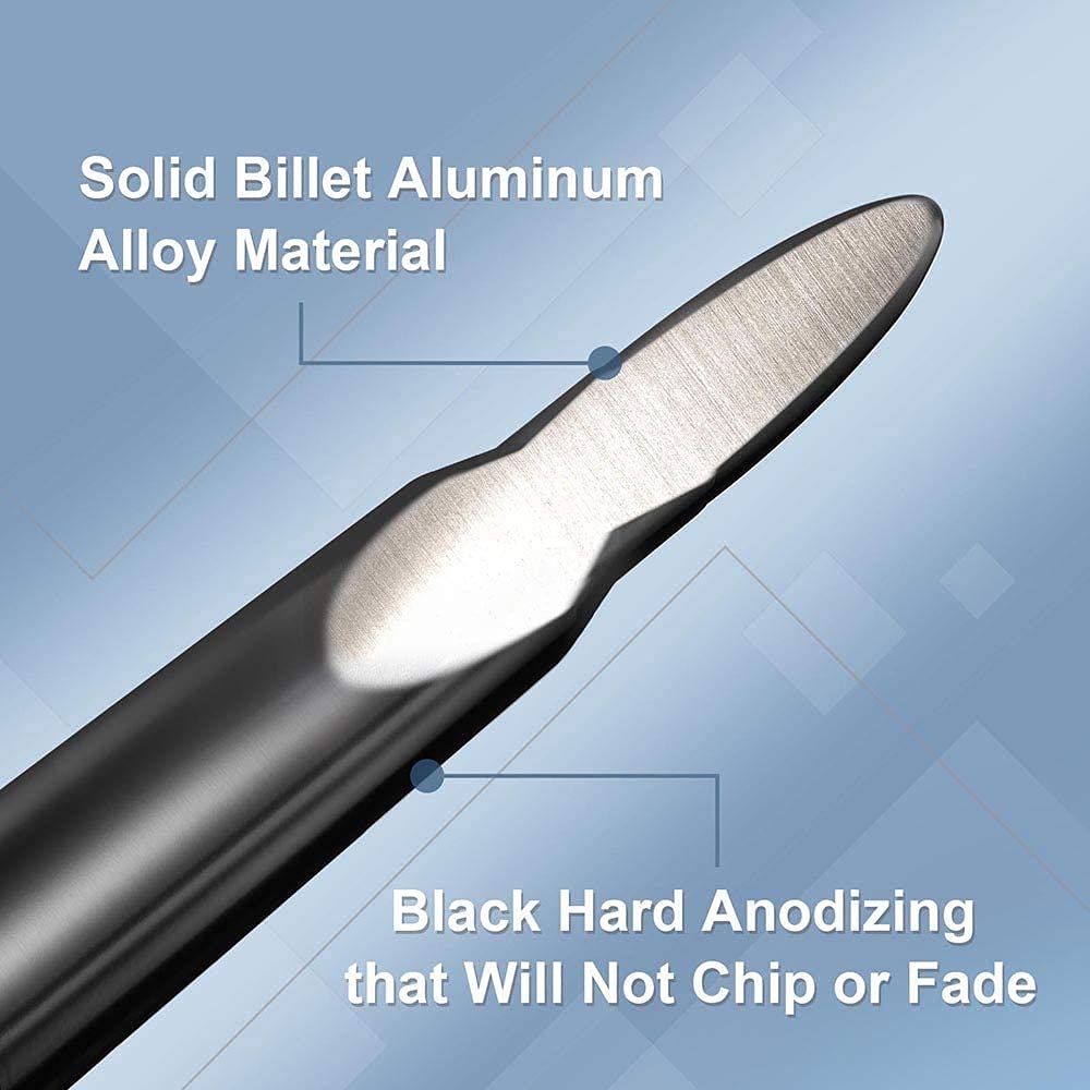 Close-up of the premium black matte finish and heavy-duty metal construction of the bullet antenna