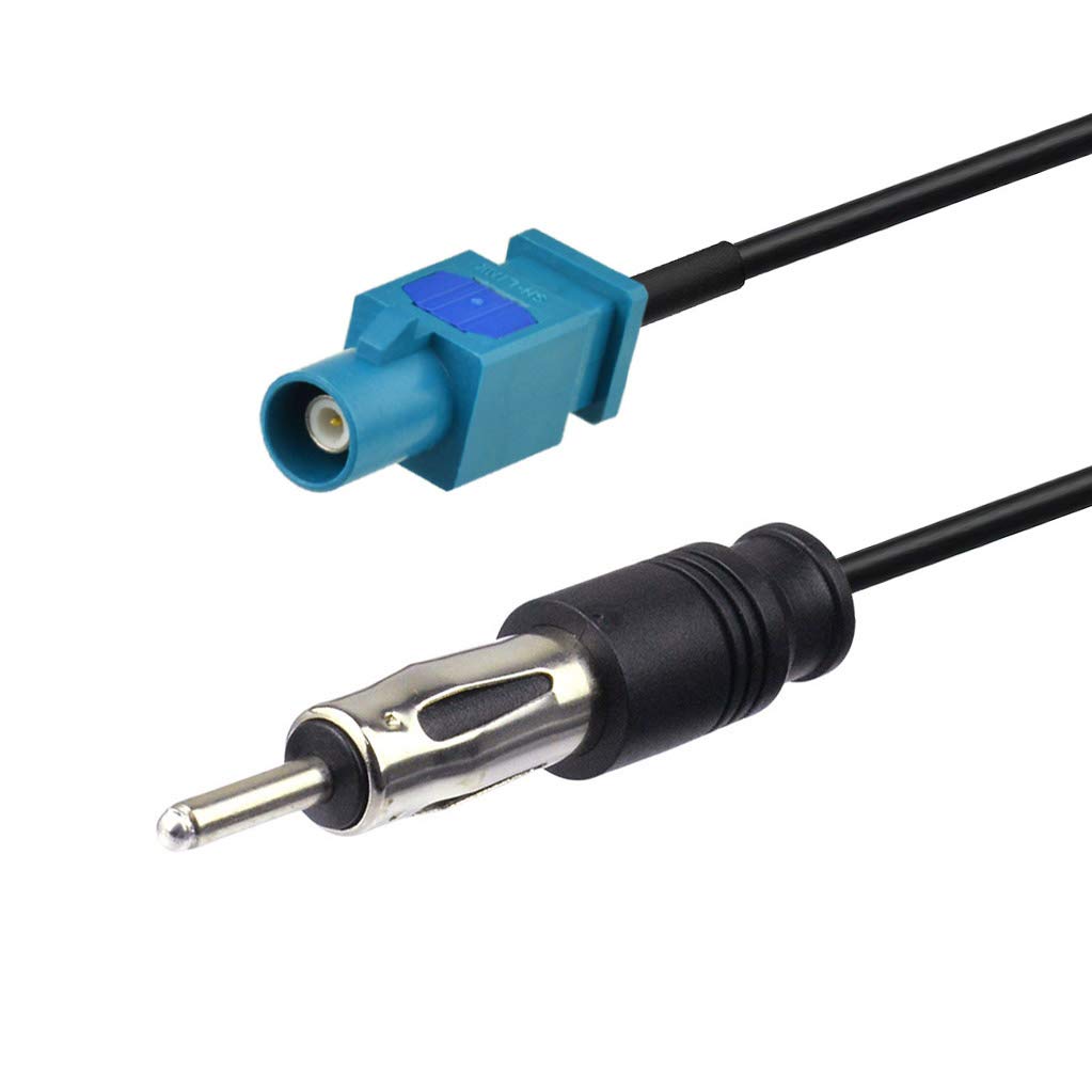 Detailed side-by-side view of the Fakra Z Male (Water Blue) and standard DIN Male interfaces