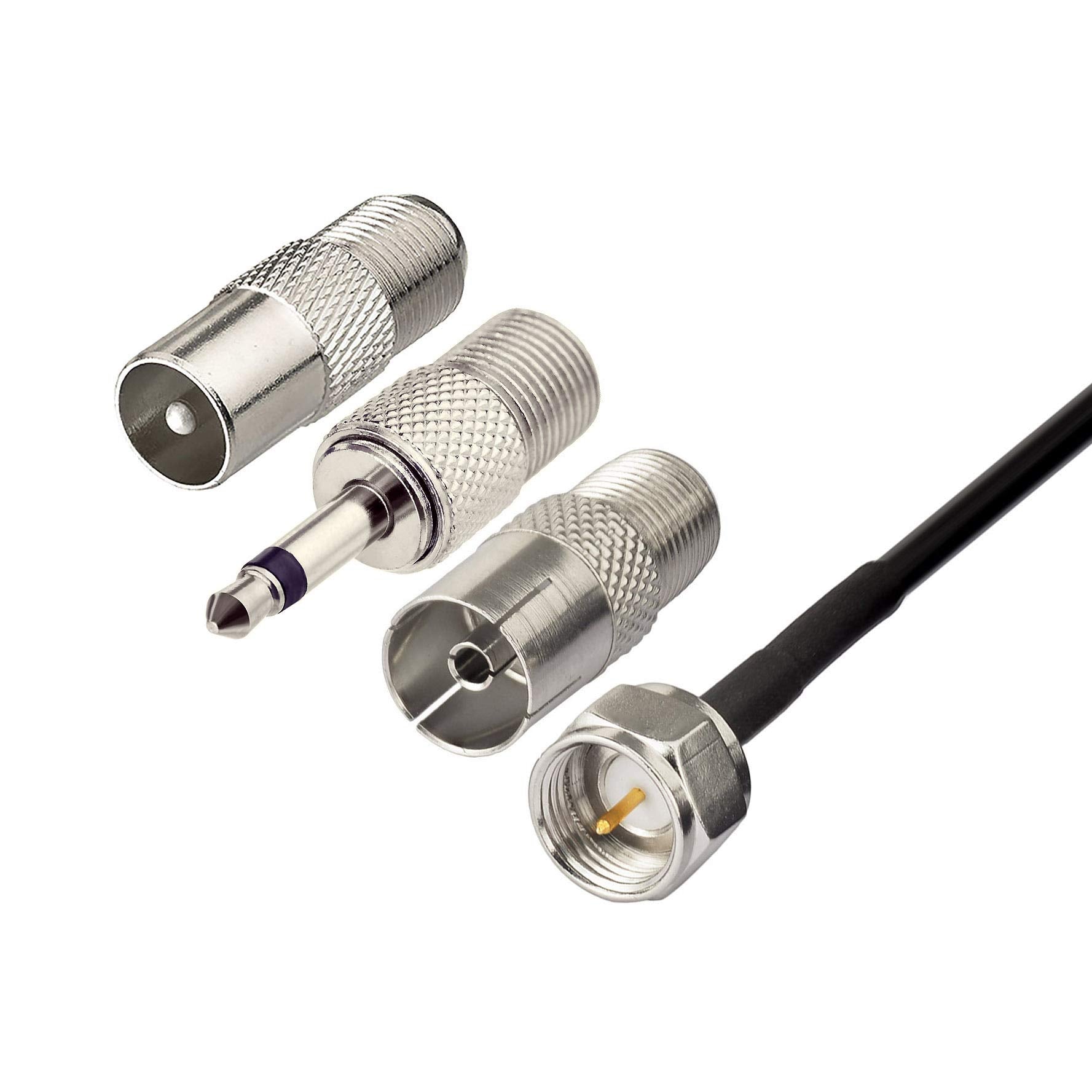 High-quality standard F-type plug for easy connection to stereo receivers