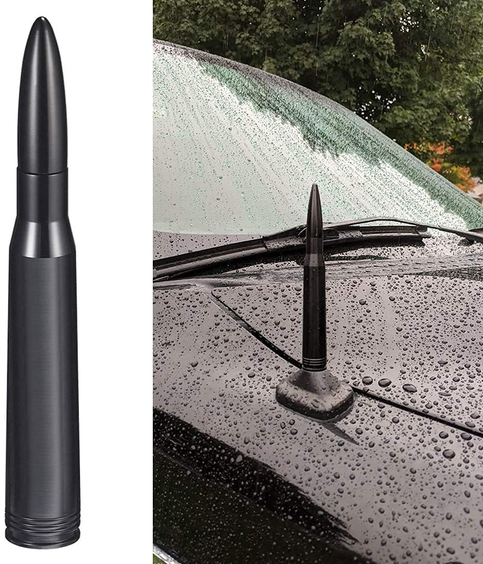 Illustration showing the tool-free installation of the stubby antenna on a truck fender