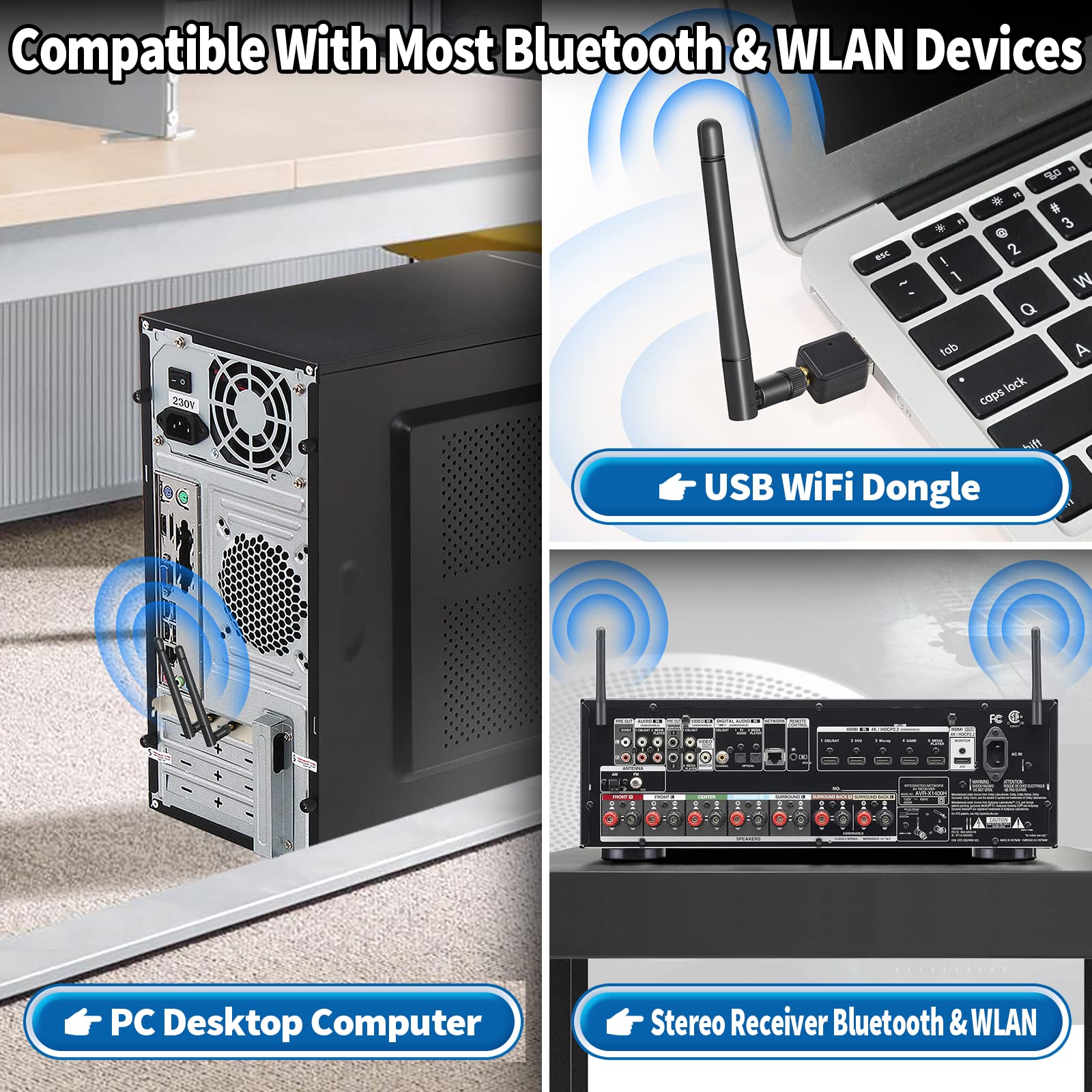 Installing two Bingfu 11cm mini antennas on a dual-antenna wireless router or a desktop PC wireless network card