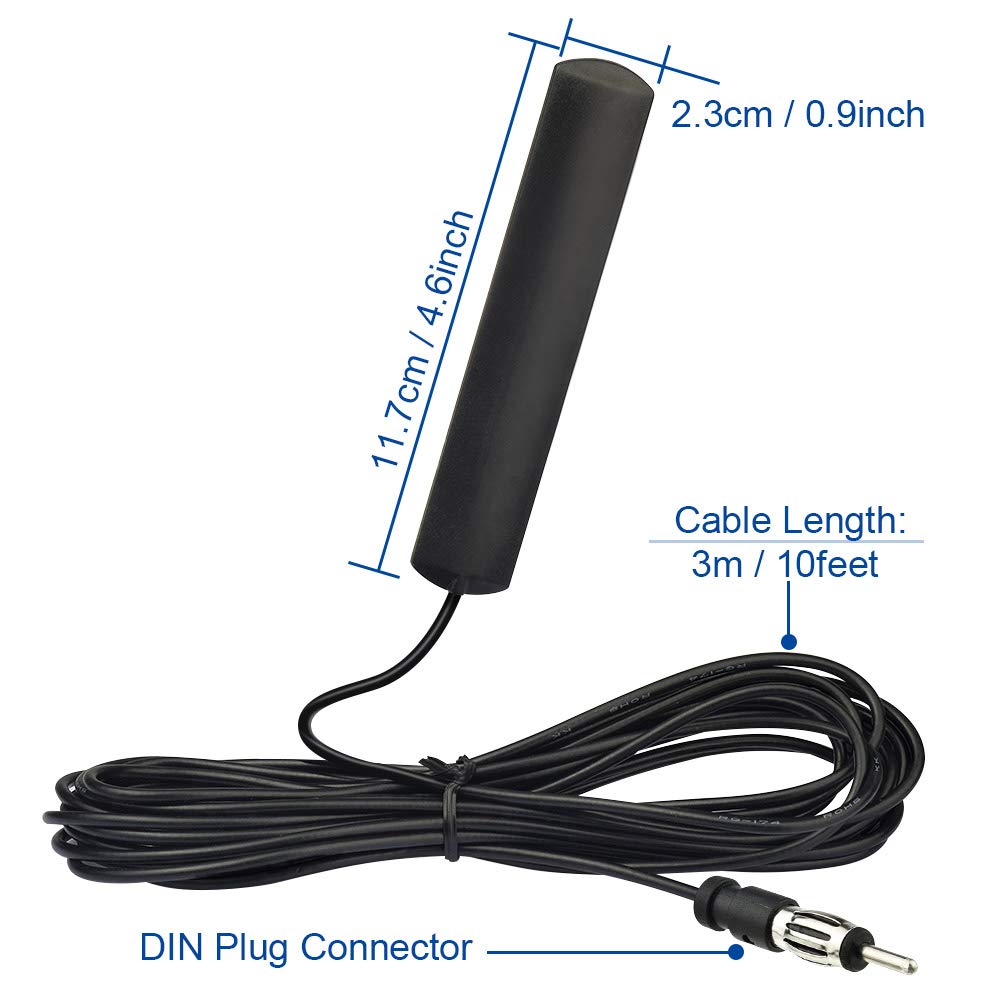 Lightweight and compact antenna dimensions showing flexible cable placement