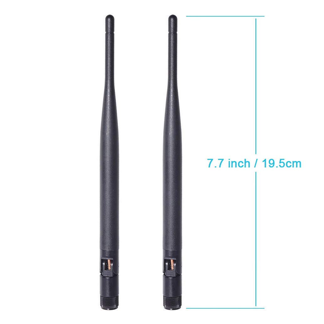 Product dimensions showing the 6dBi SMA antenna height and the 90-degree adjustable hinge