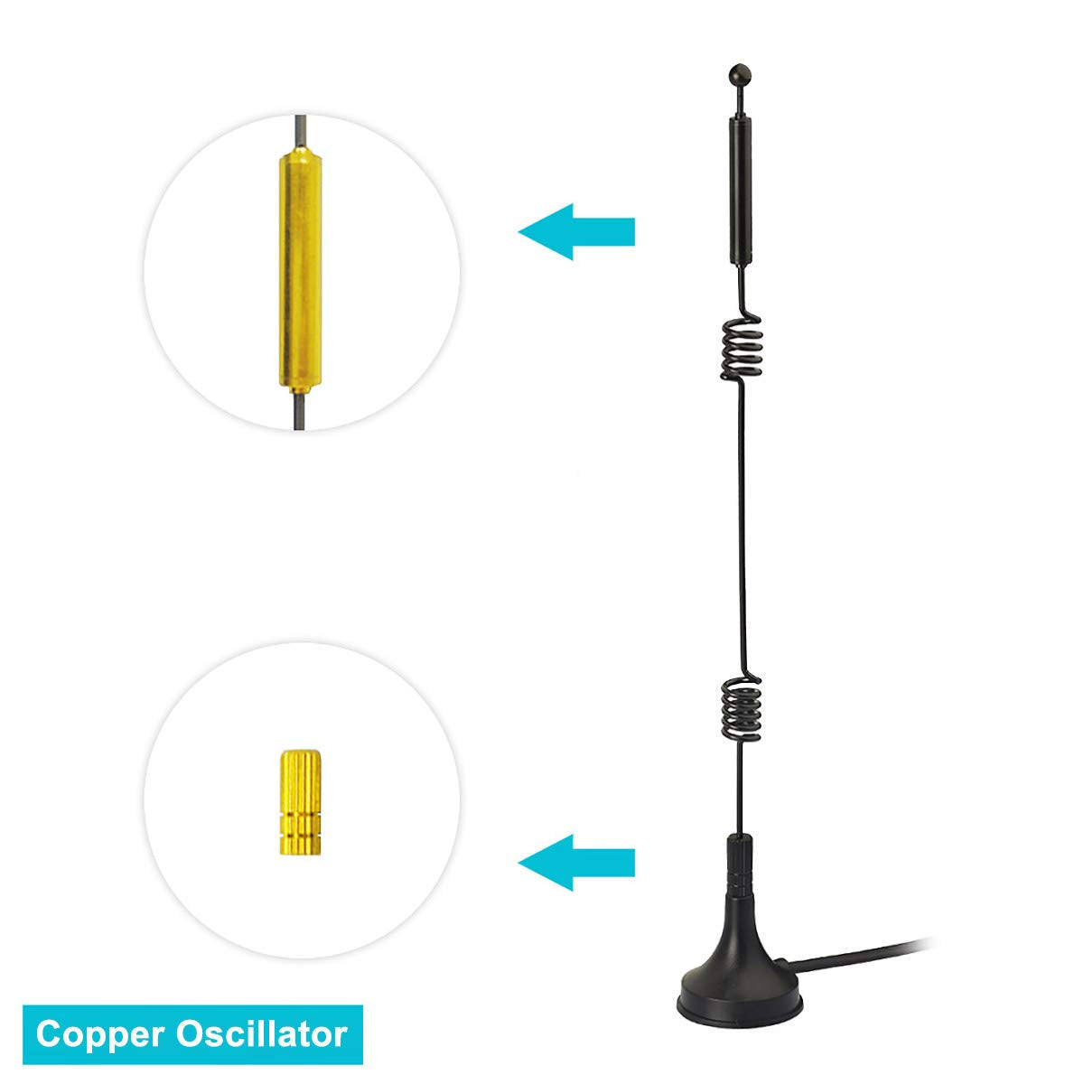 Professional 9dBi omnidirectional antenna with a weighted magnetic base and low-loss extension cable for flexible mounting