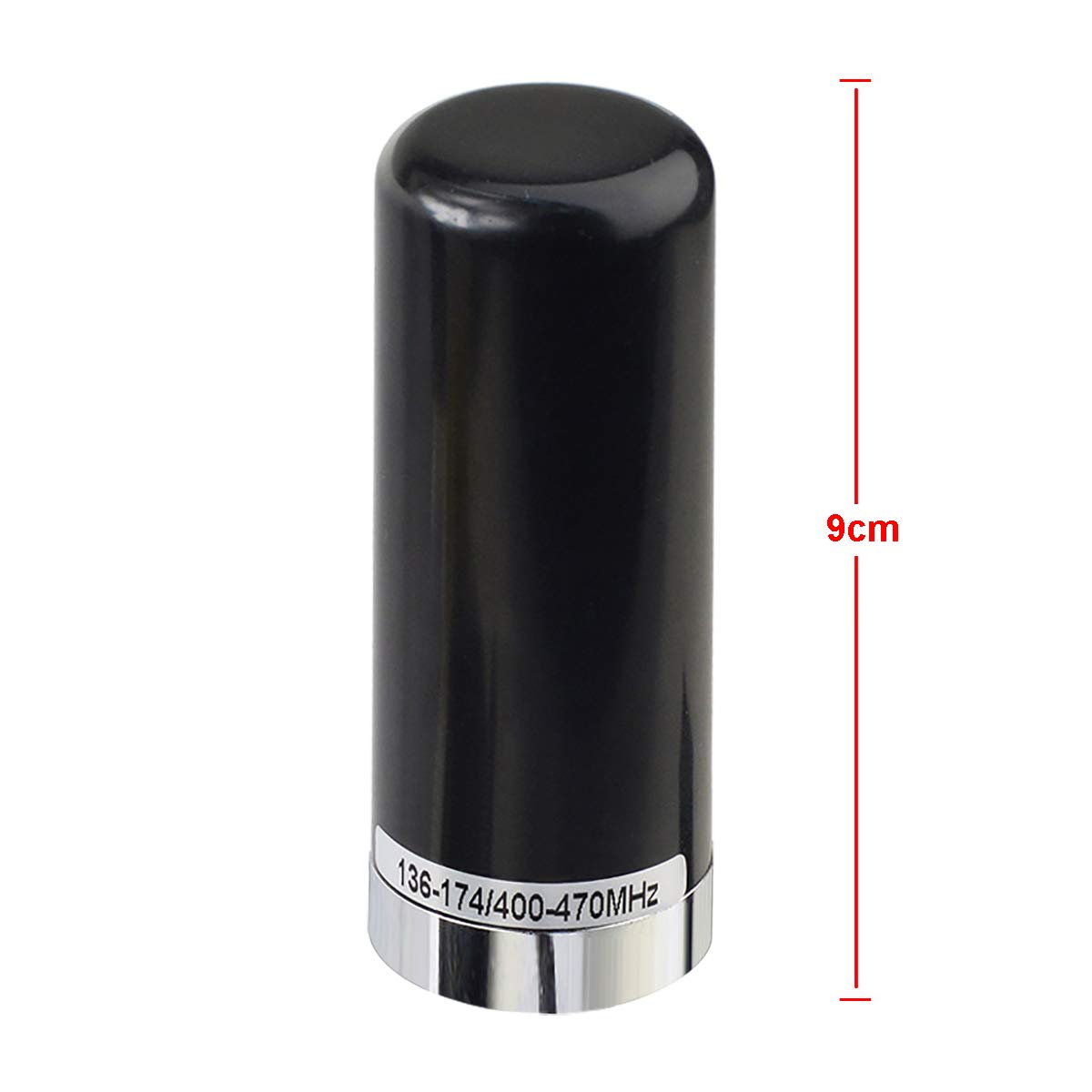 Technical diagram showing the compact antenna height, 16.5ft (5m) cable length, and lip mount bracket specifications