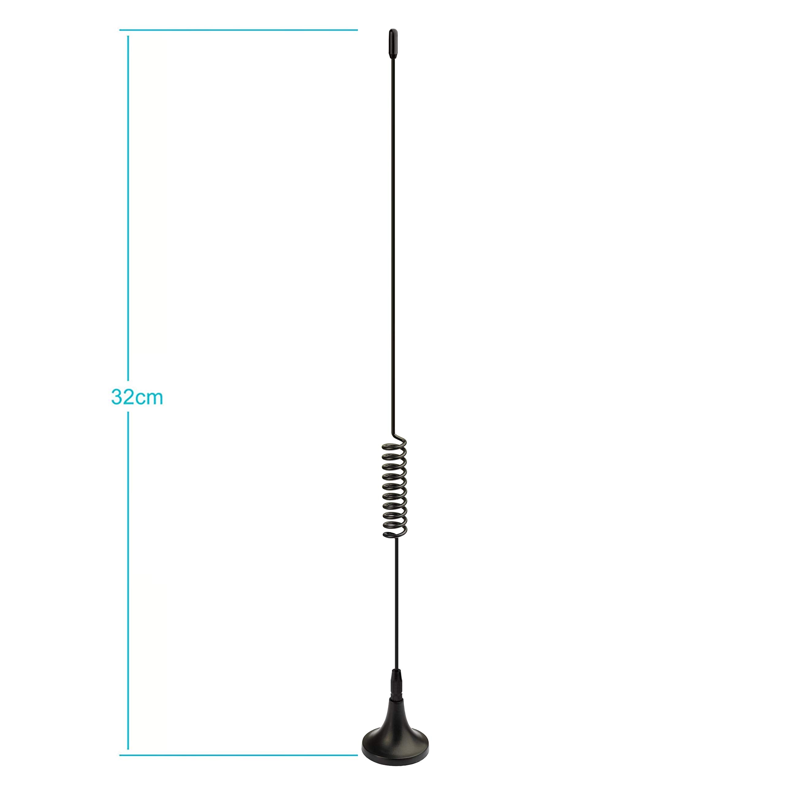 Technical diagram showing the telescopic extension range and the 3-meter (10ft) cable length
