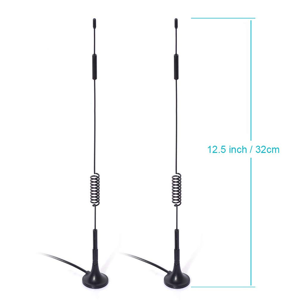 Technical dimensions showing the 32cm antenna height, 3cm magnetic base diameter, and the 3-meter RG174 cable length