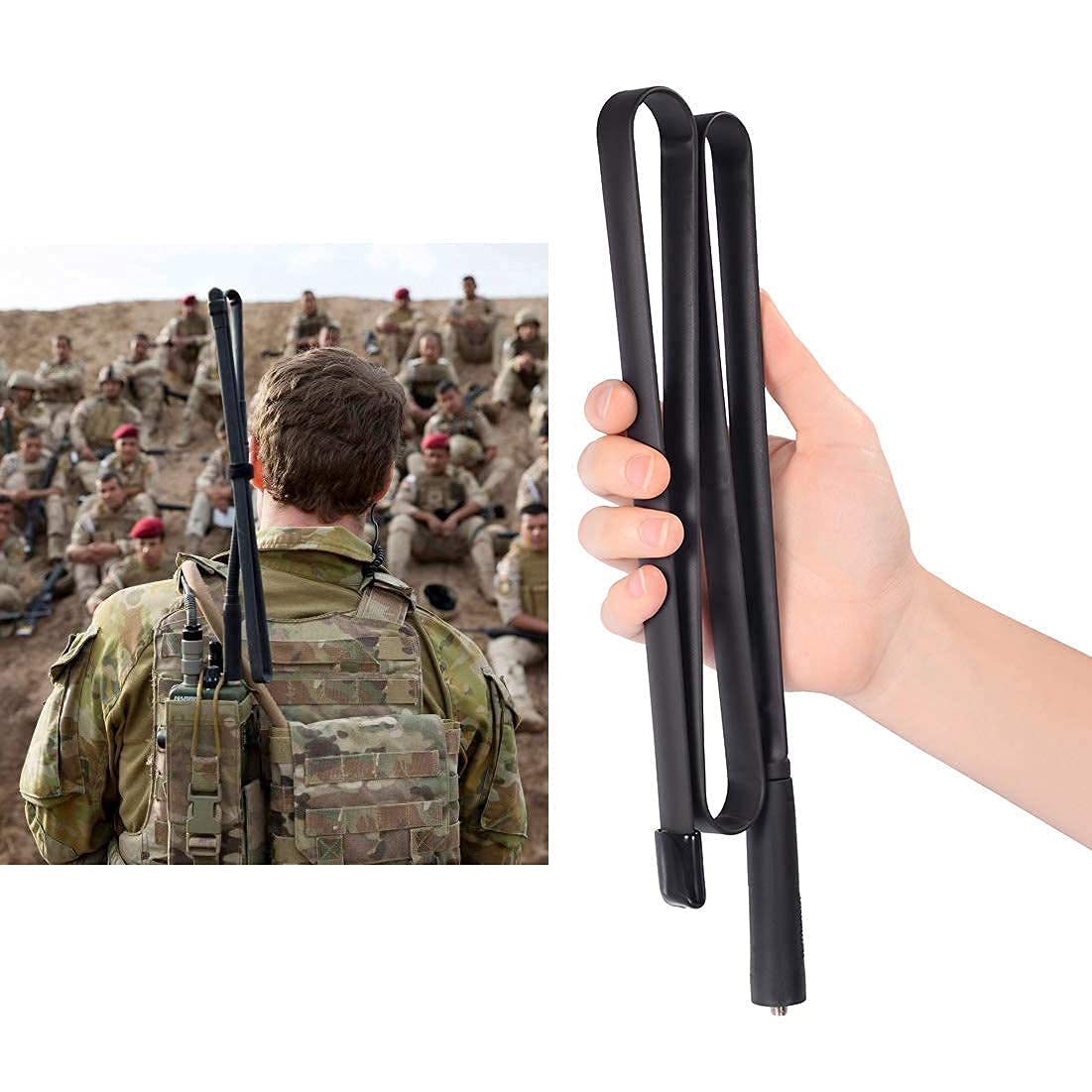 Using the Bingfu 108cm tactical antenna during long-range outdoor hiking, emergency rescue, and tactical airsoft games