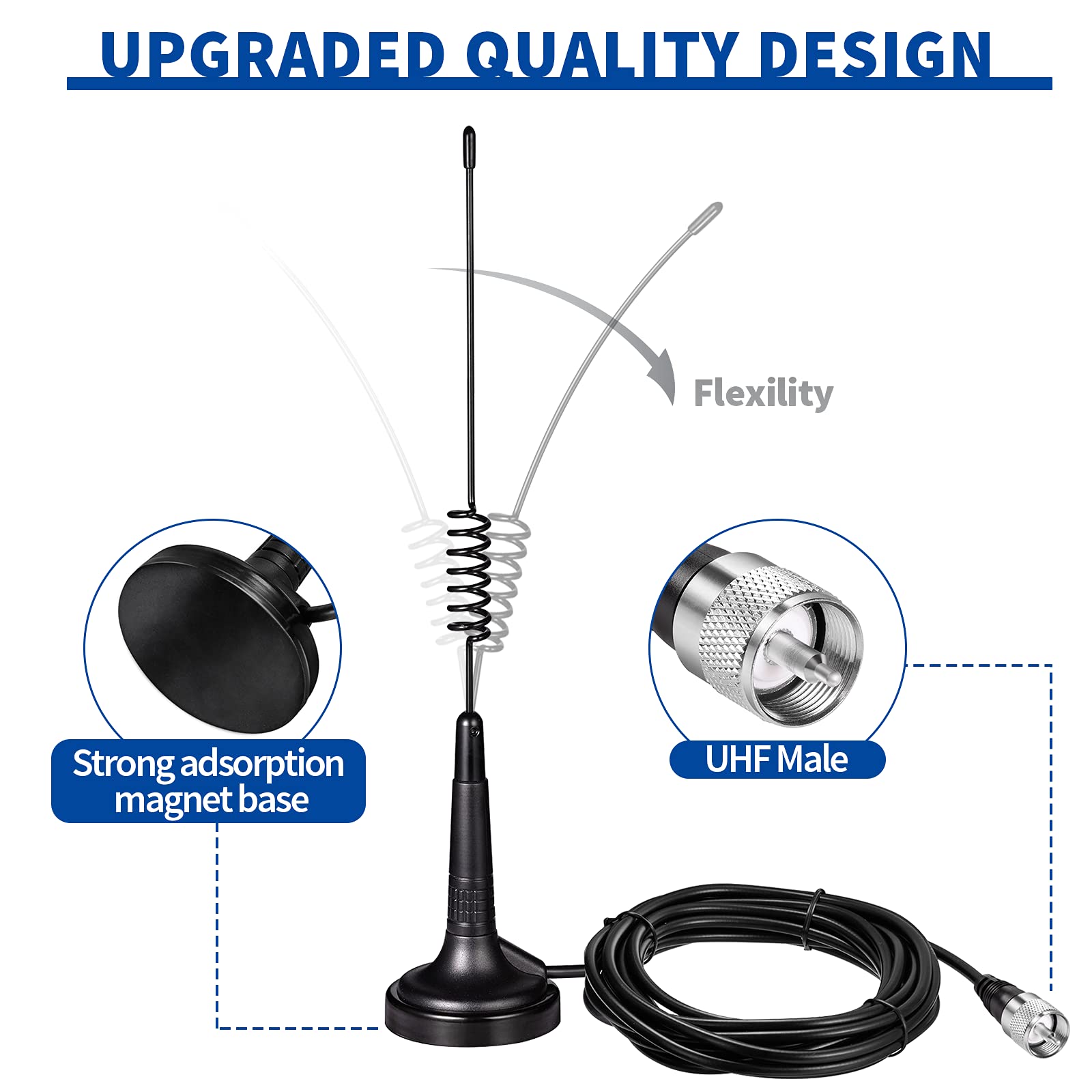 Bingfu 27MHz Magnetic Mount CB Antenna for Truck and Handheld Radio